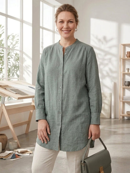 Larui Plus Size Elegant Long Linen Shirt