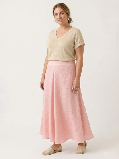 Larui Plus Size Linen A-line Skirt