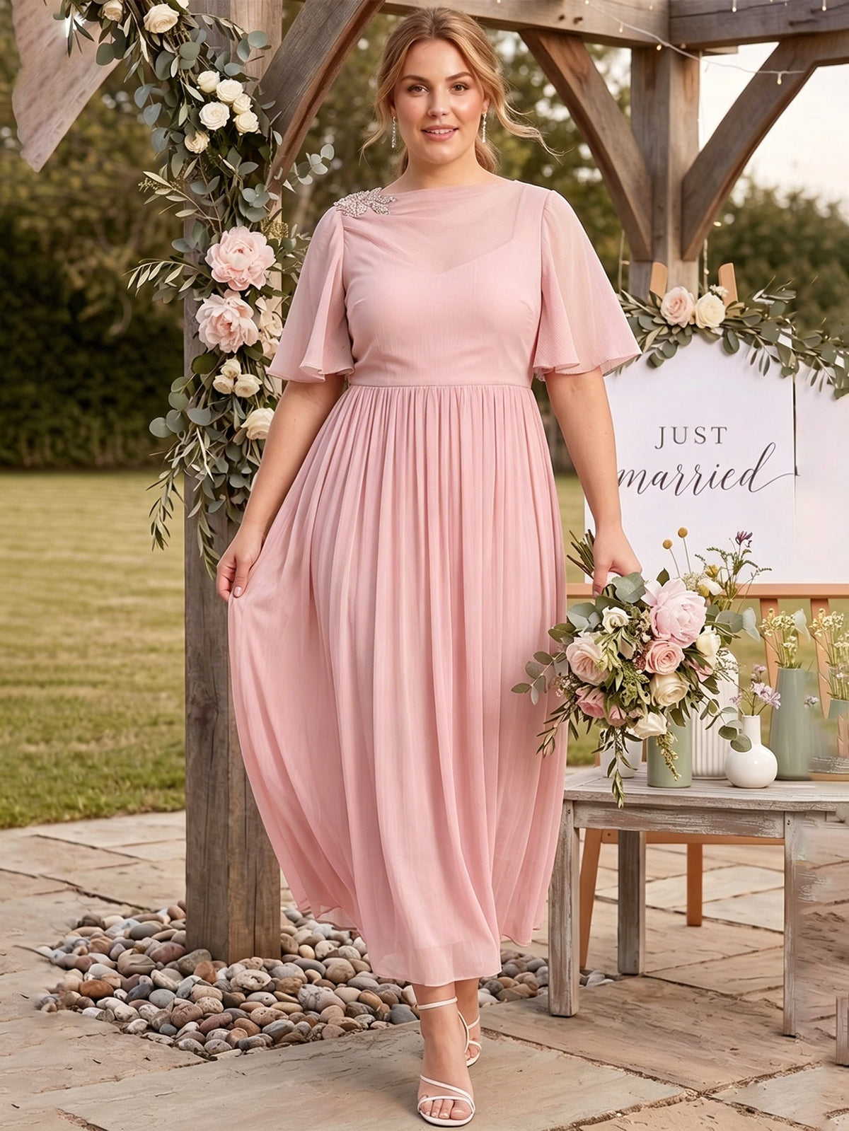 Larui Plus Size Women's Chiffon Dress