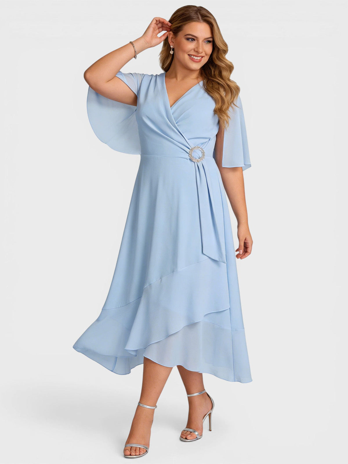 Larui Plus Size Women‘s Chiffon Dress