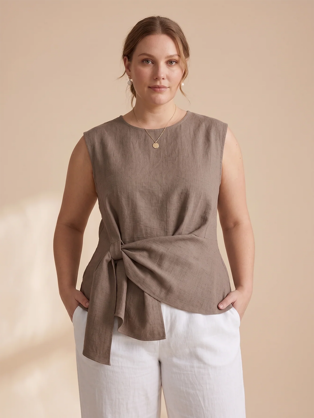 Larui Plus Size Women's Linen Irregular Hem Vest Top