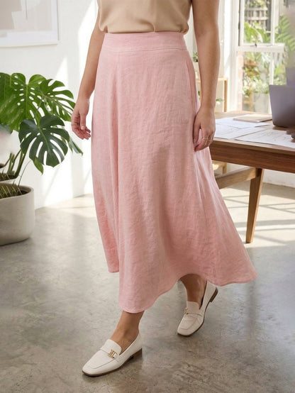 Larui Plus Size Linen A-line Skirt
