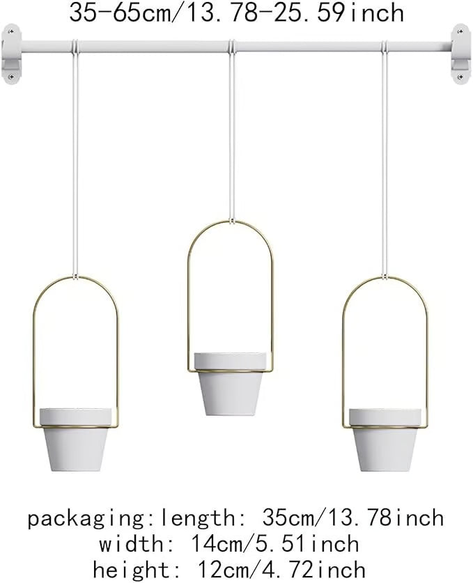 🌿Adjustable Hanging Window Planter Set – Metal Rod Plant Hanger with 3 Pots for Indoor & Outdoor Green Display
