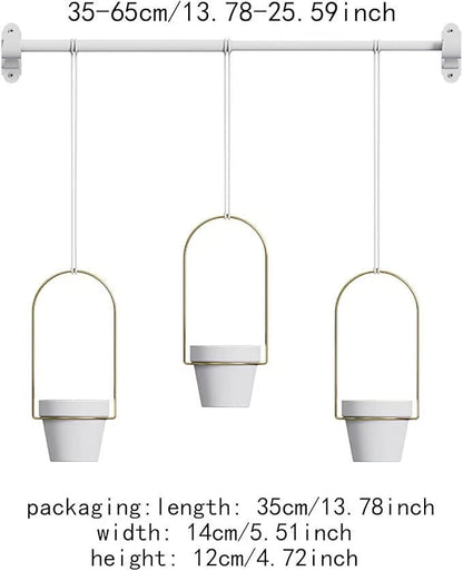 🌿Adjustable Hanging Window Planter Set – Metal Rod Plant Hanger with 3 Pots for Indoor & Outdoor Green Display