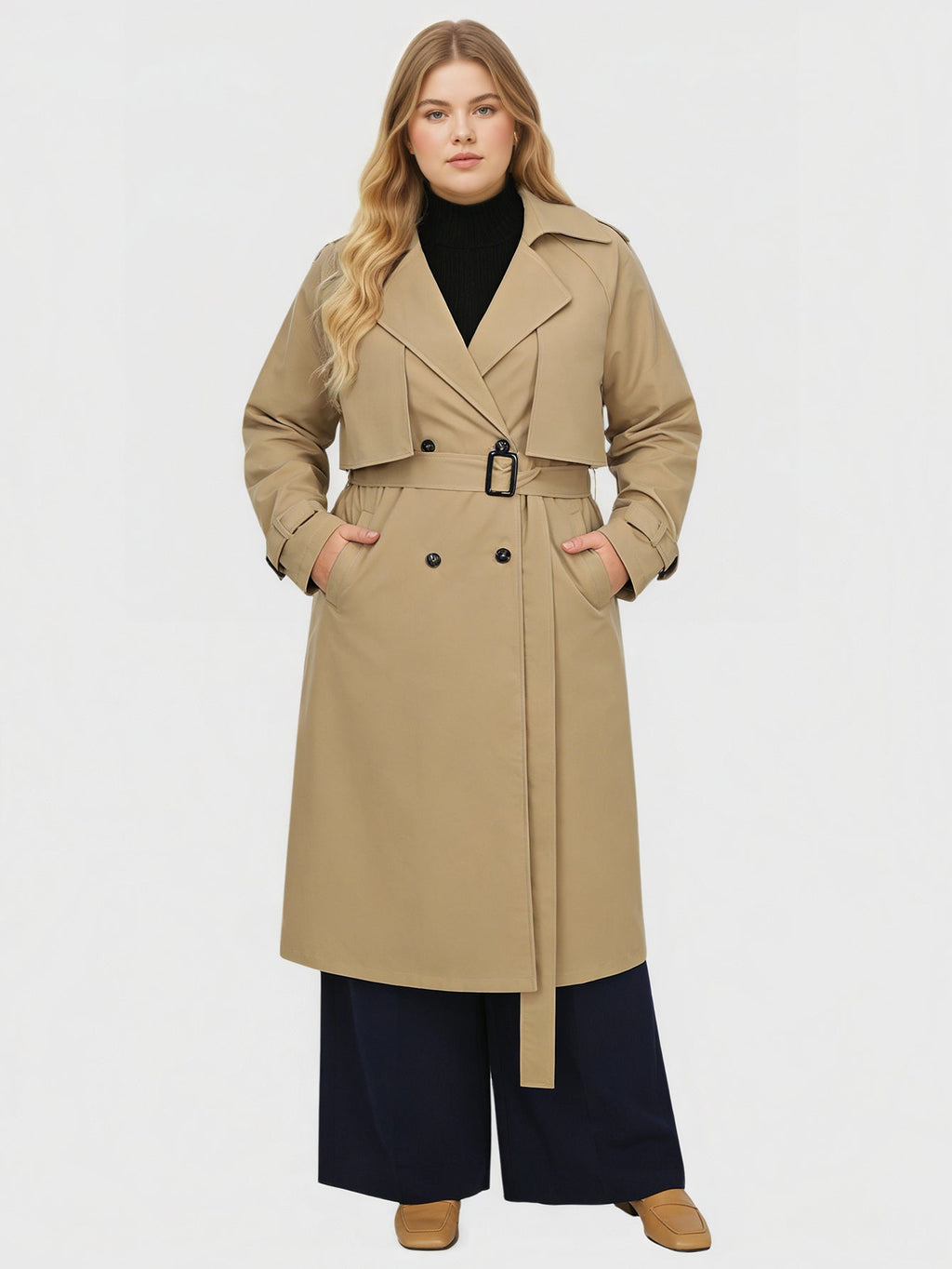 Larui Plus Size Women's Trench Coat
