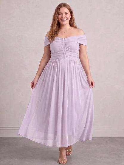 Larui Plus Size Off Shoulder A-Line Dress