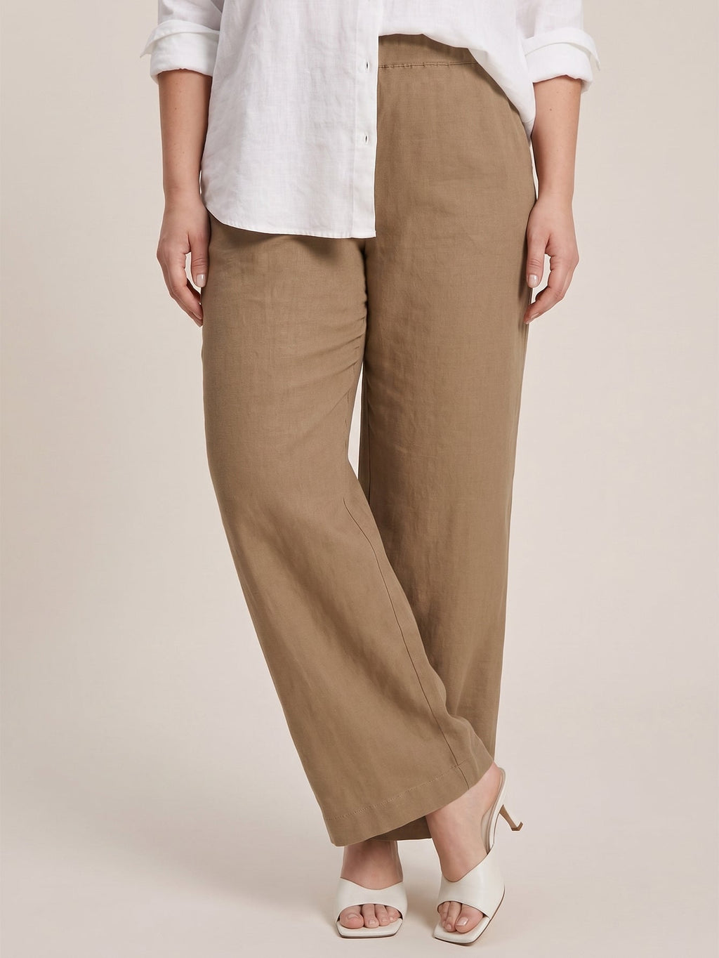 Larui Plus Size Women's Linen Pocket Wide-Leg Pants