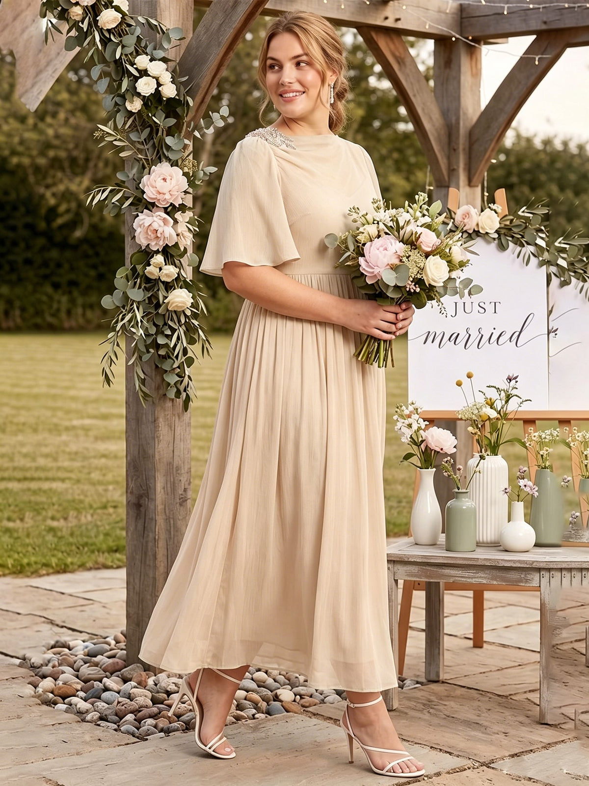 Larui Plus Size Women's Chiffon Dress