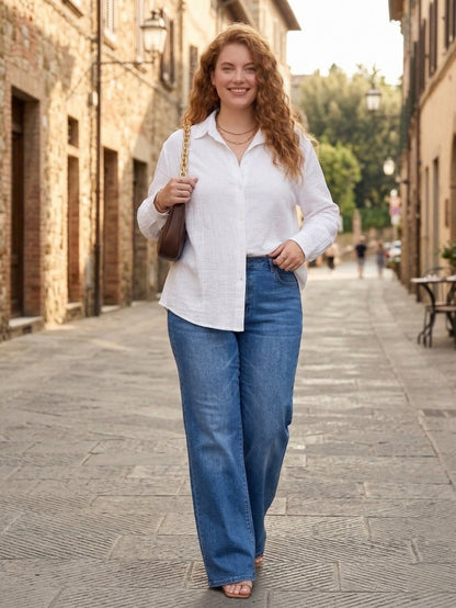 Larui Plus Size Women's Linen Long Sleeves Shirt