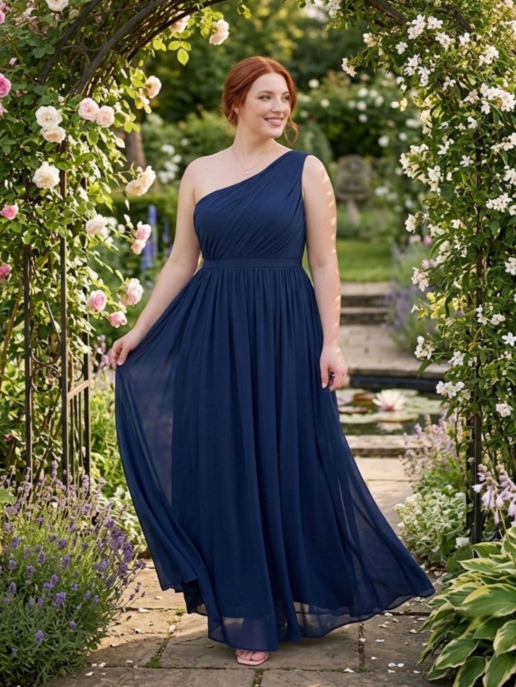 Larui  Plus-Size Women's One-Shoulder  Dress