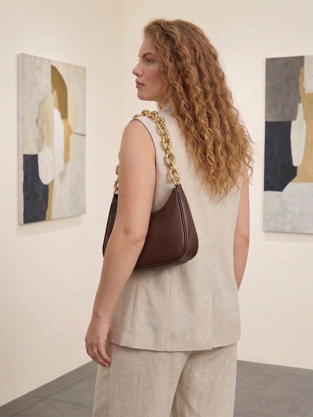 Larui Plus Size Women's Elegant Linen Pocket Vest
