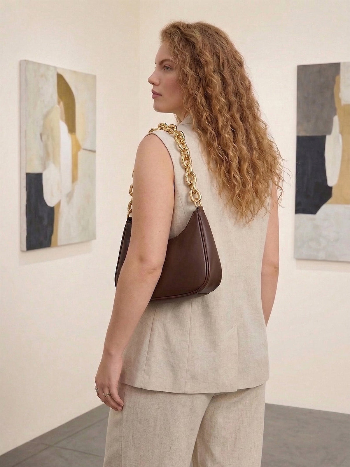Larui Plus Size Women's Elegant Linen Pocket Vest
