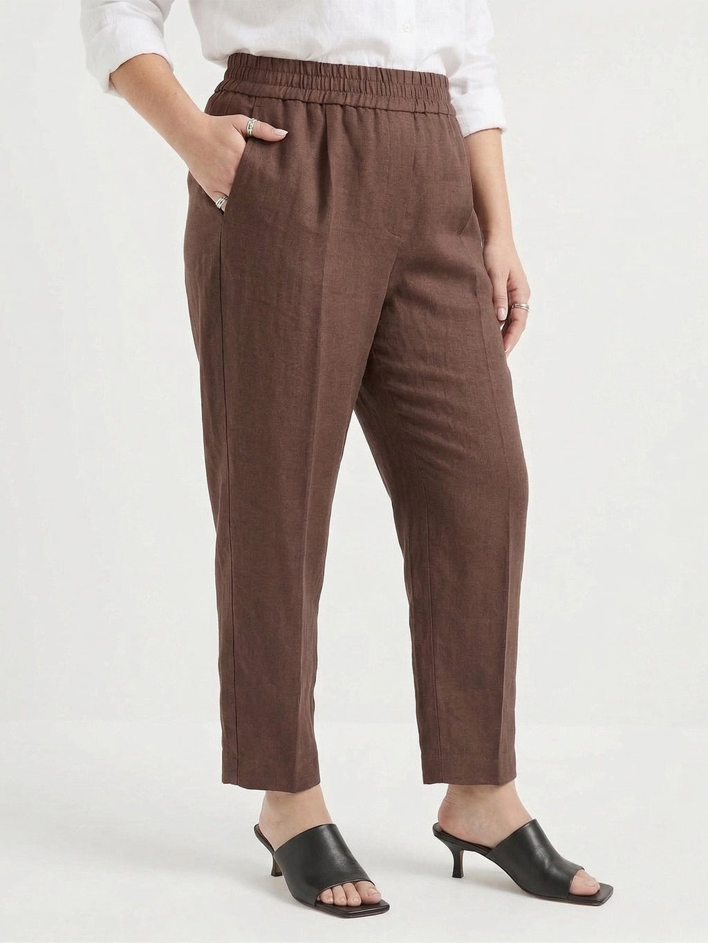 Larui Plus Size Women's Cropped Linen Trousers