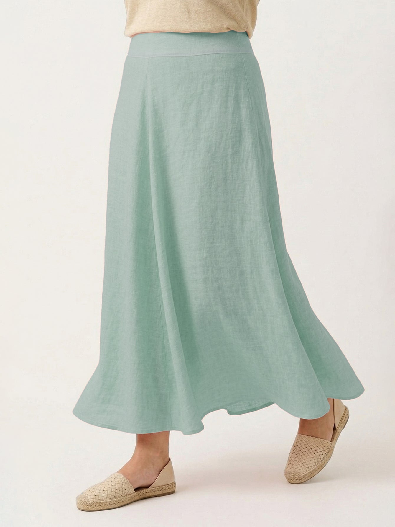 Larui Plus Size Linen A-line Skirt