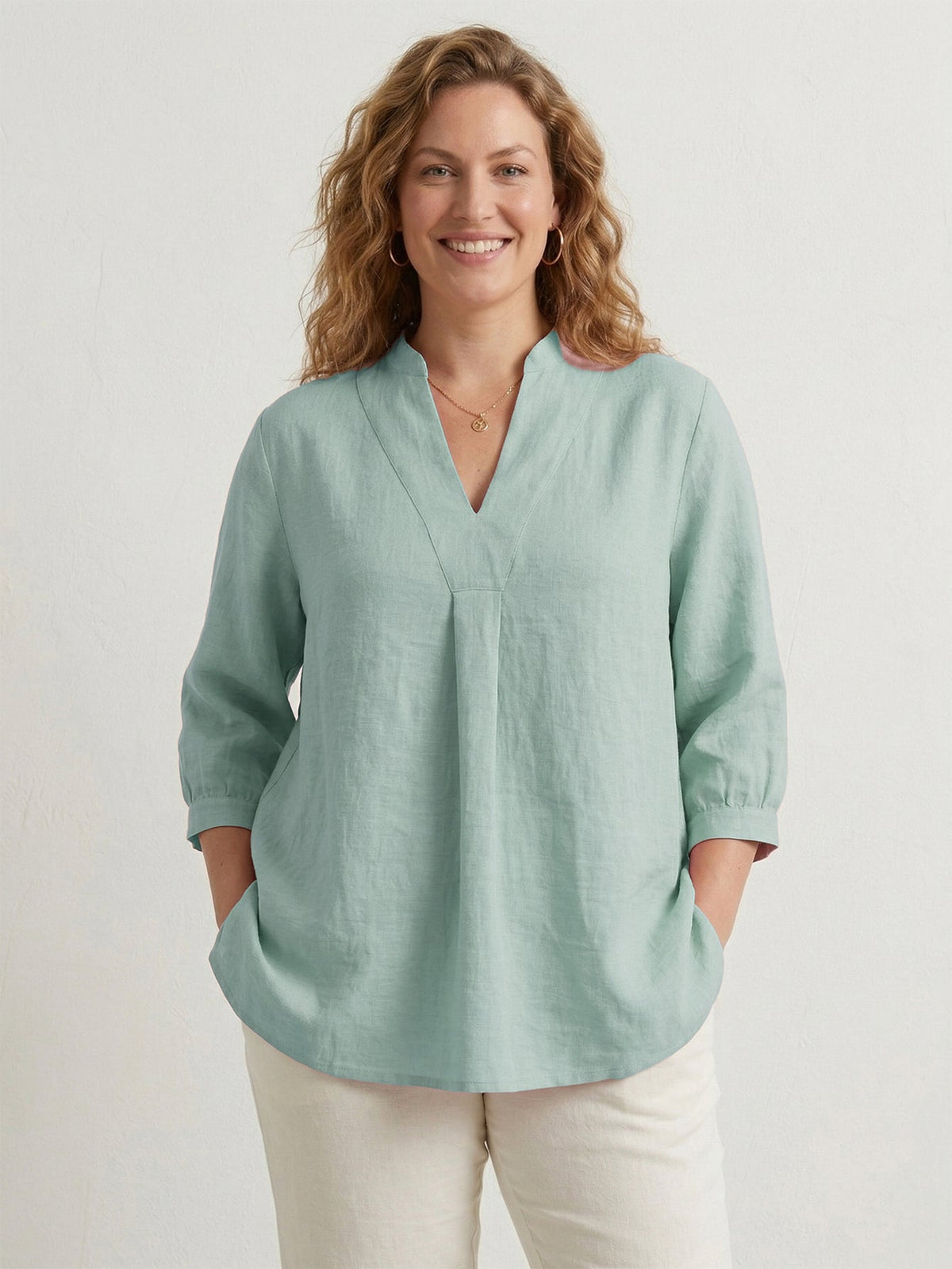 Larui Plus Size Women's Linen Shirt
