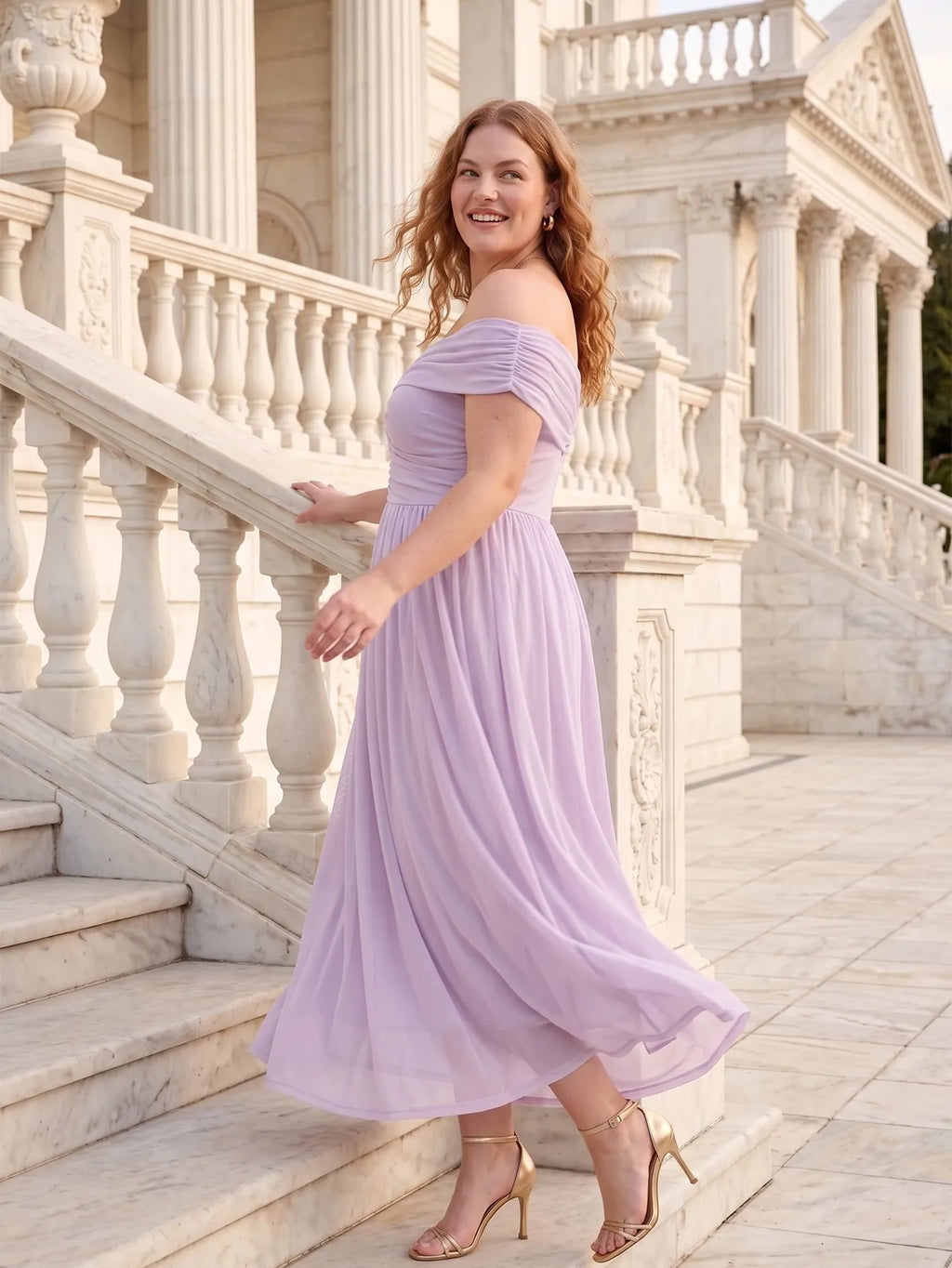 Larui Plus Size Off Shoulder A-Line Dress