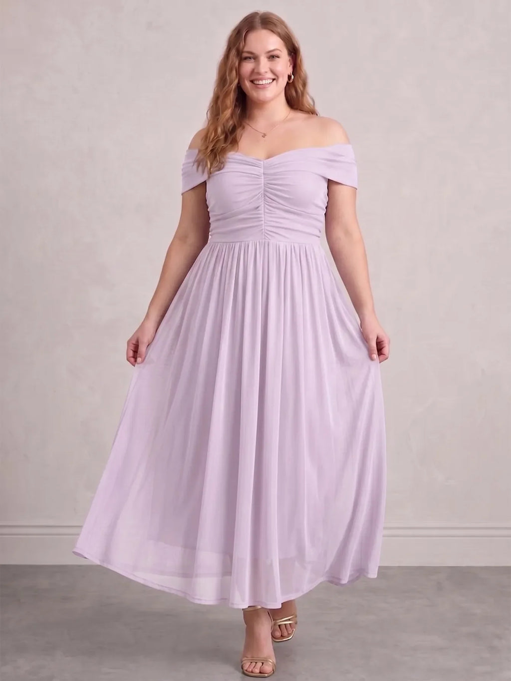 Larui Plus Size Off Shoulder A-Line Dress