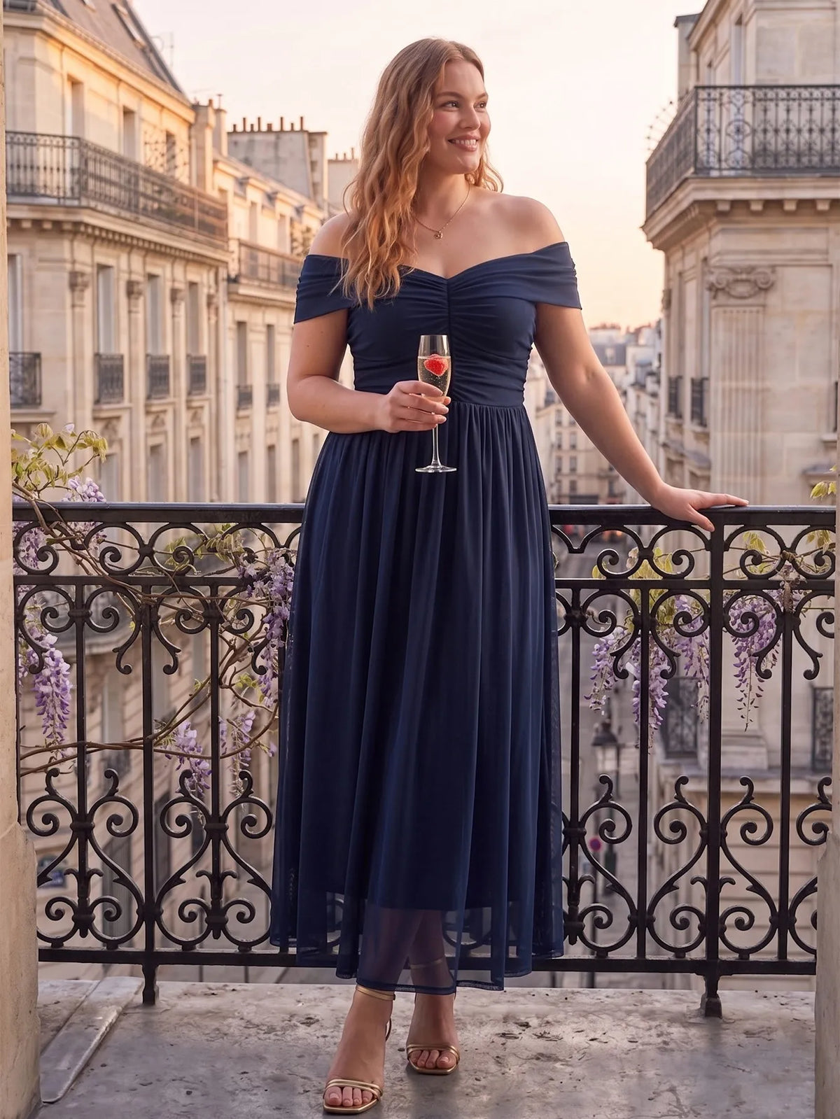 Larui Plus Size Off Shoulder A-Line Dress