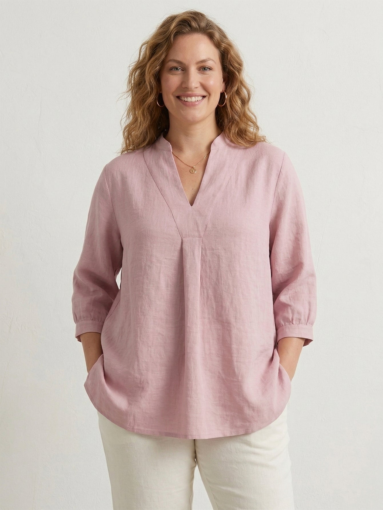 Larui Plus Size Women's Linen Shirt