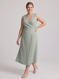 Larui Plus Size Elegant Button-Down Linen Dress