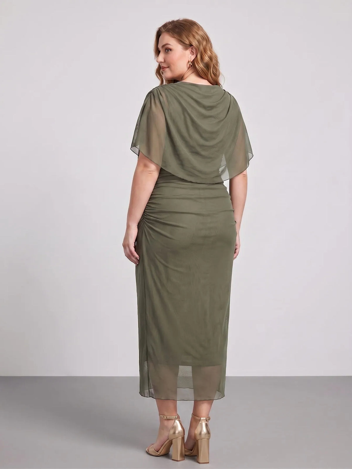Larui Plus Size Mesh Bodycon Midi Dress