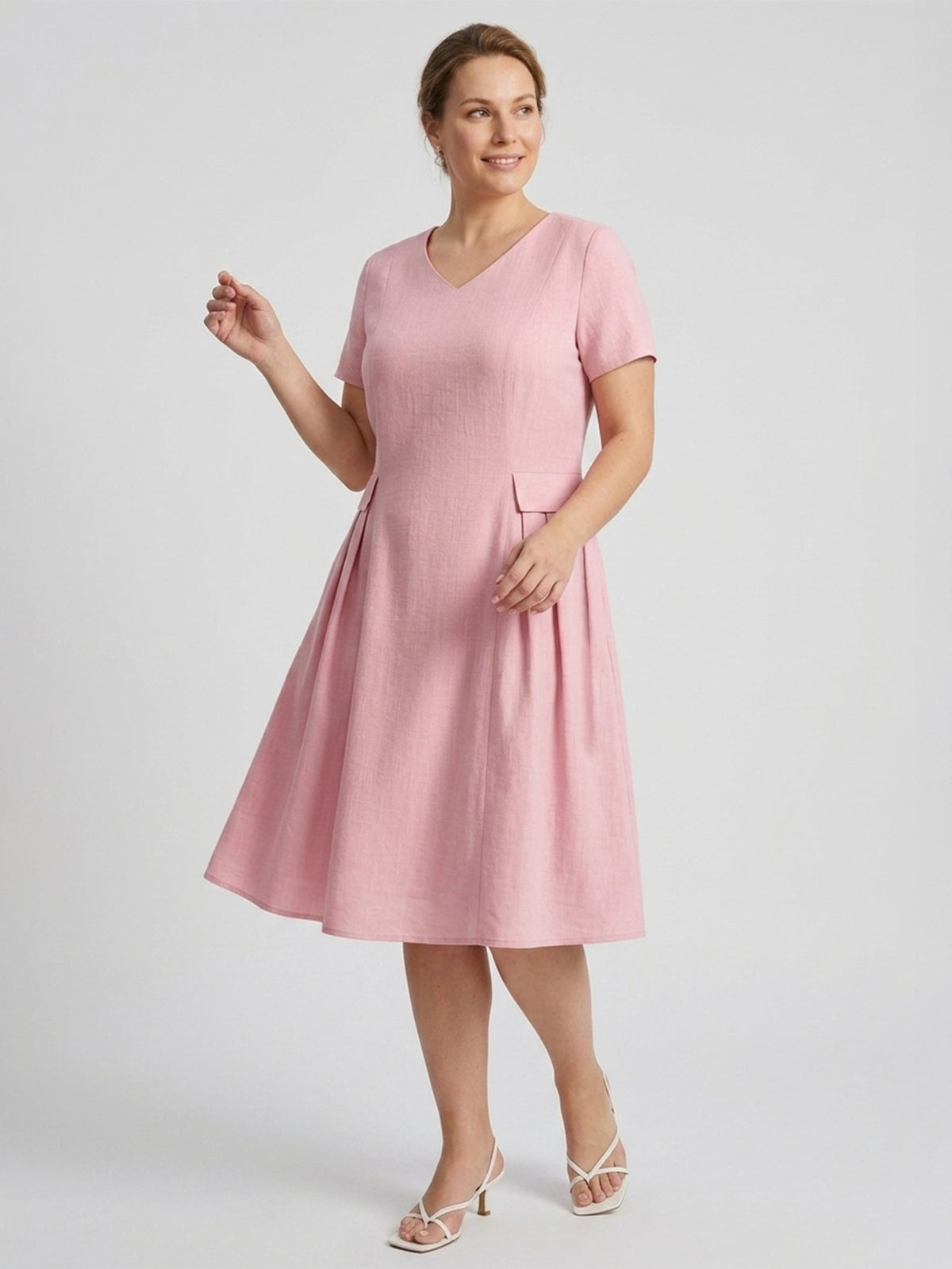 Larui Plus Size Elegant Pleated Dress