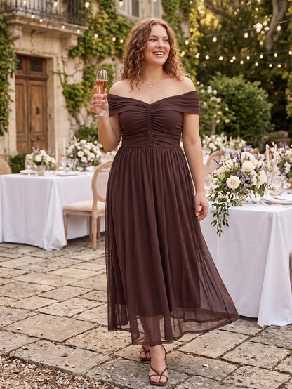 Larui Plus Size Off Shoulder A-Line Dress