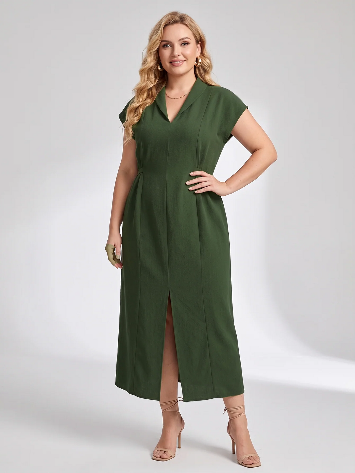 Larui Plus Size Women's Elegant Linen Dress For Commuting