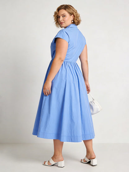 Larui Plus Size Women's Elegant Linen Pocket Dress