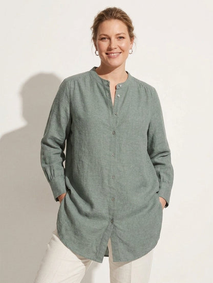 Larui Plus Size Elegant Long Linen Shirt