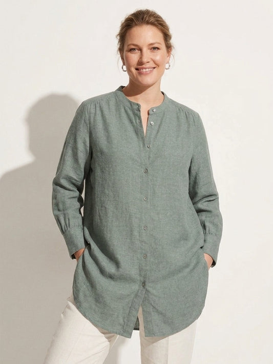 Larui Plus Size Elegant Long Linen Shirt