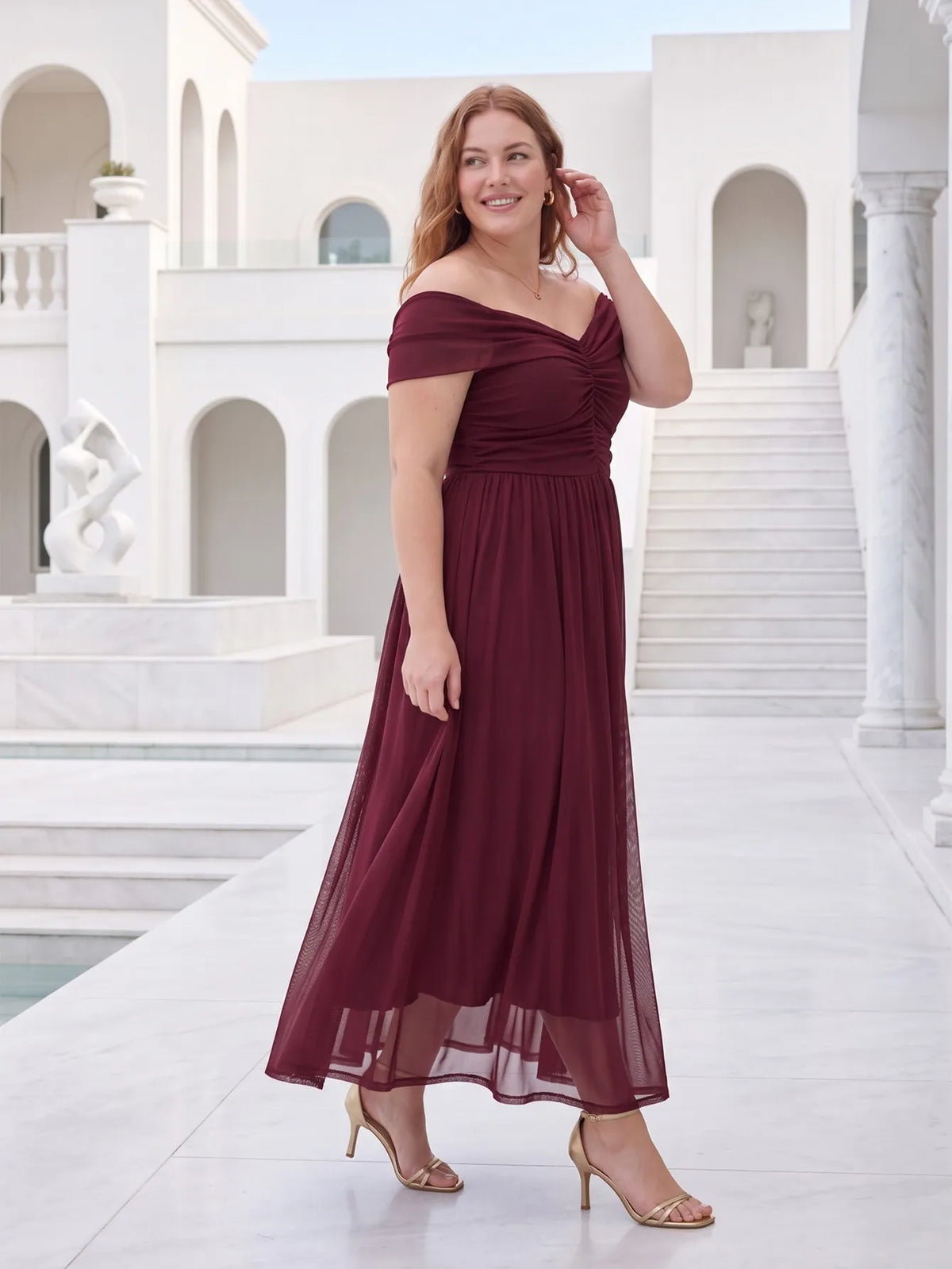 Larui Plus Size Off Shoulder A-Line Dress