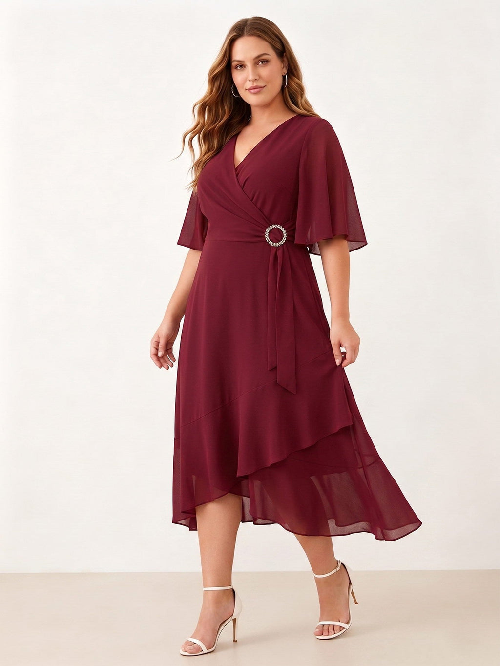 Larui Plus Size Women‘s Chiffon Dress