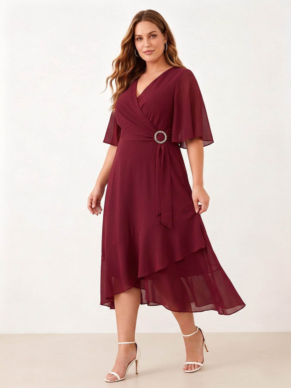Larui Plus Size Women‘s Chiffon Dress