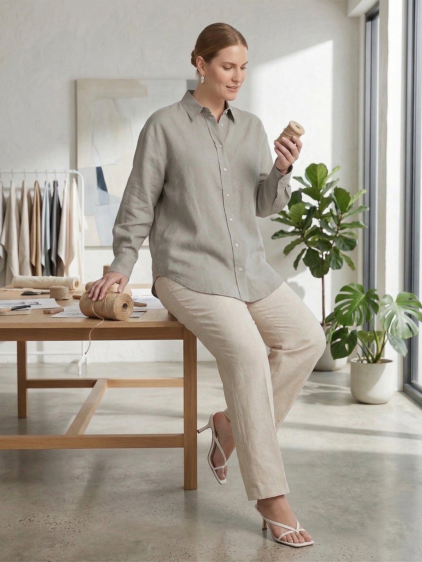 Larui Plus Size Women’s Linen Shirt
