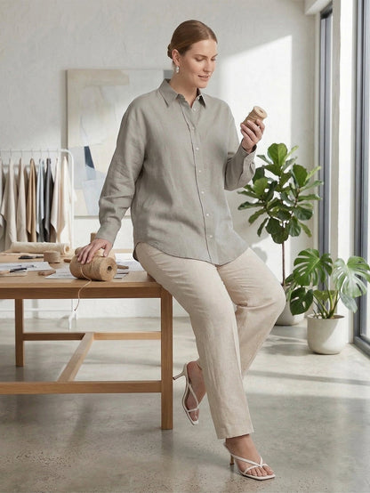 Larui Plus Size Women’s Linen Shirt
