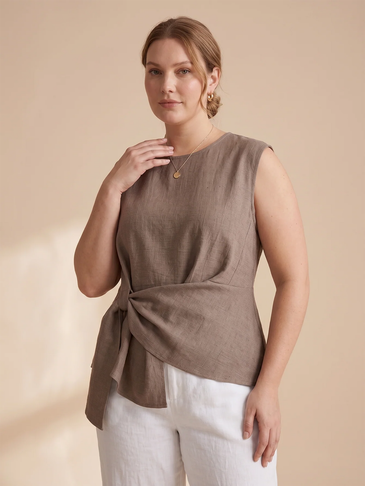 Larui Plus Size Women's Linen Irregular Hem Vest Top