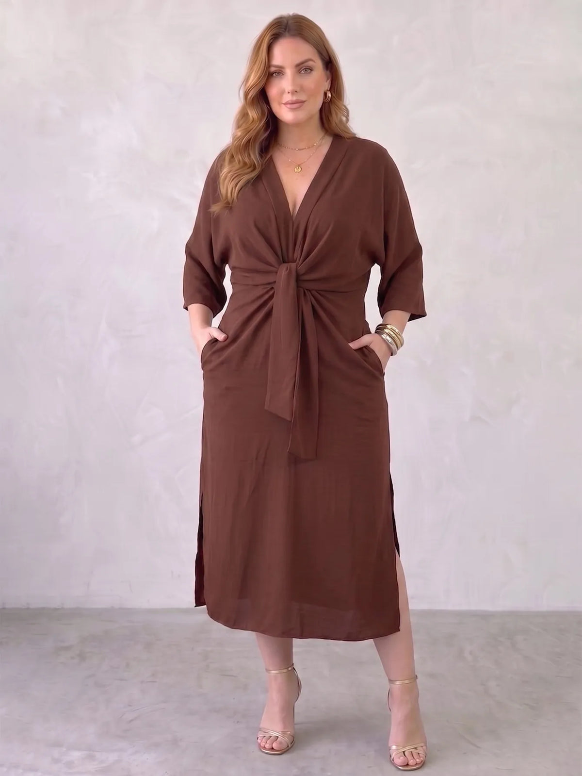 Larui Plus Size Women's Linen Pocket Dress