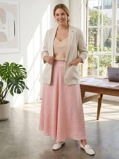 Larui Plus Size Linen A-line Skirt