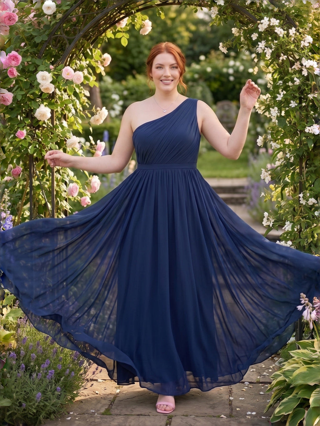 Larui  Plus-Size Women's One-Shoulder  Dress