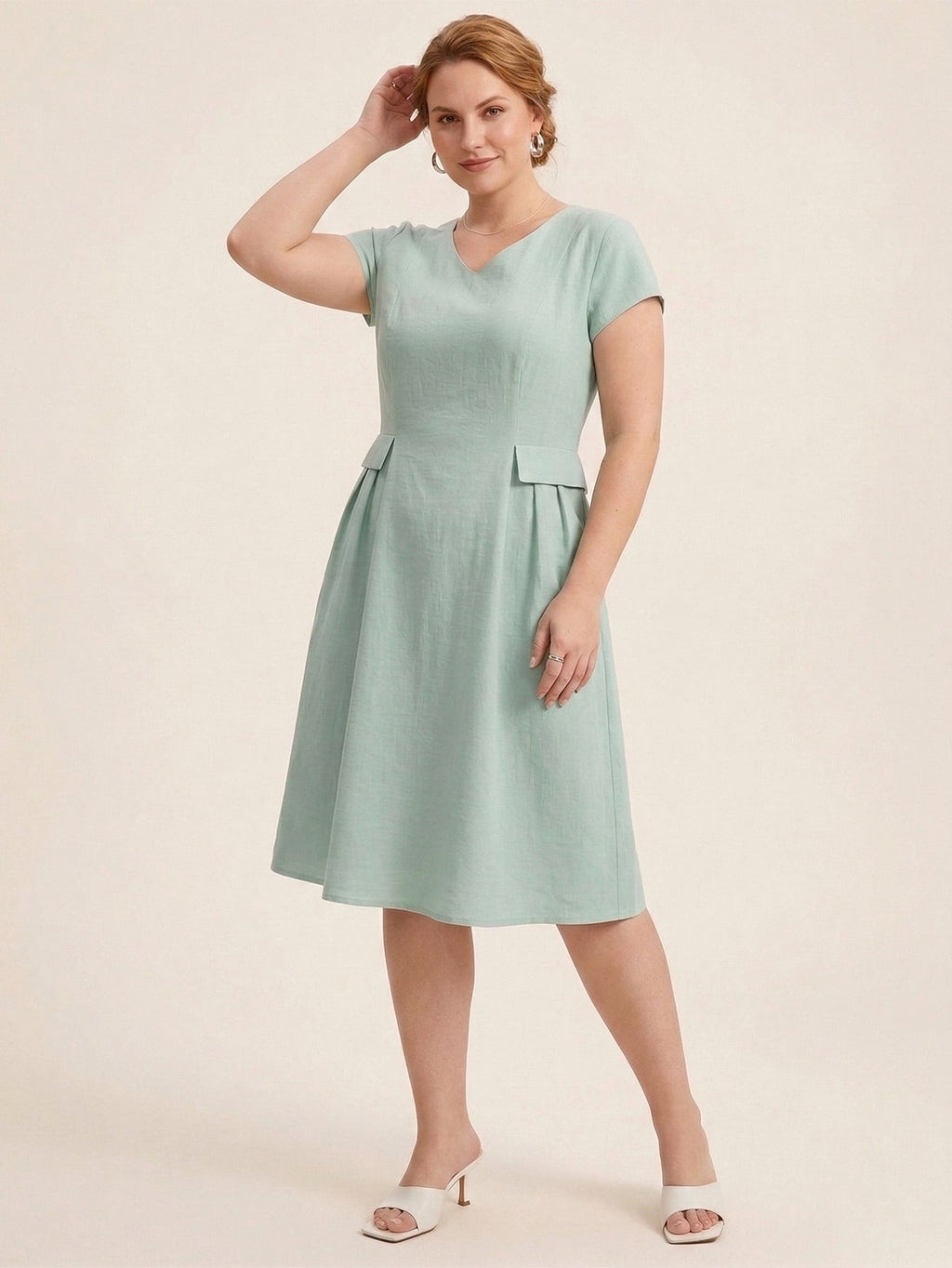 Larui Plus Size Elegant Pleated Dress