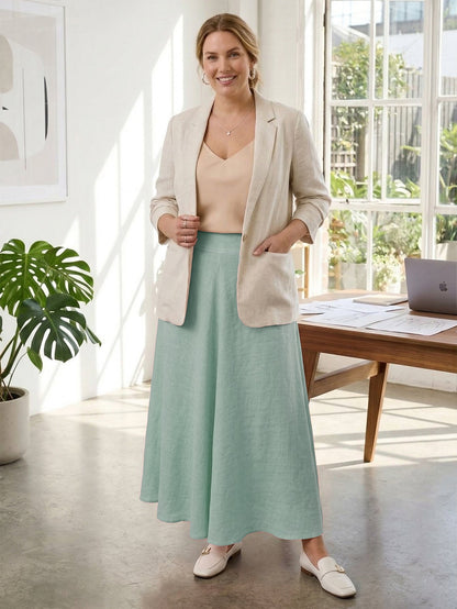Larui Plus Size Linen A-line Skirt