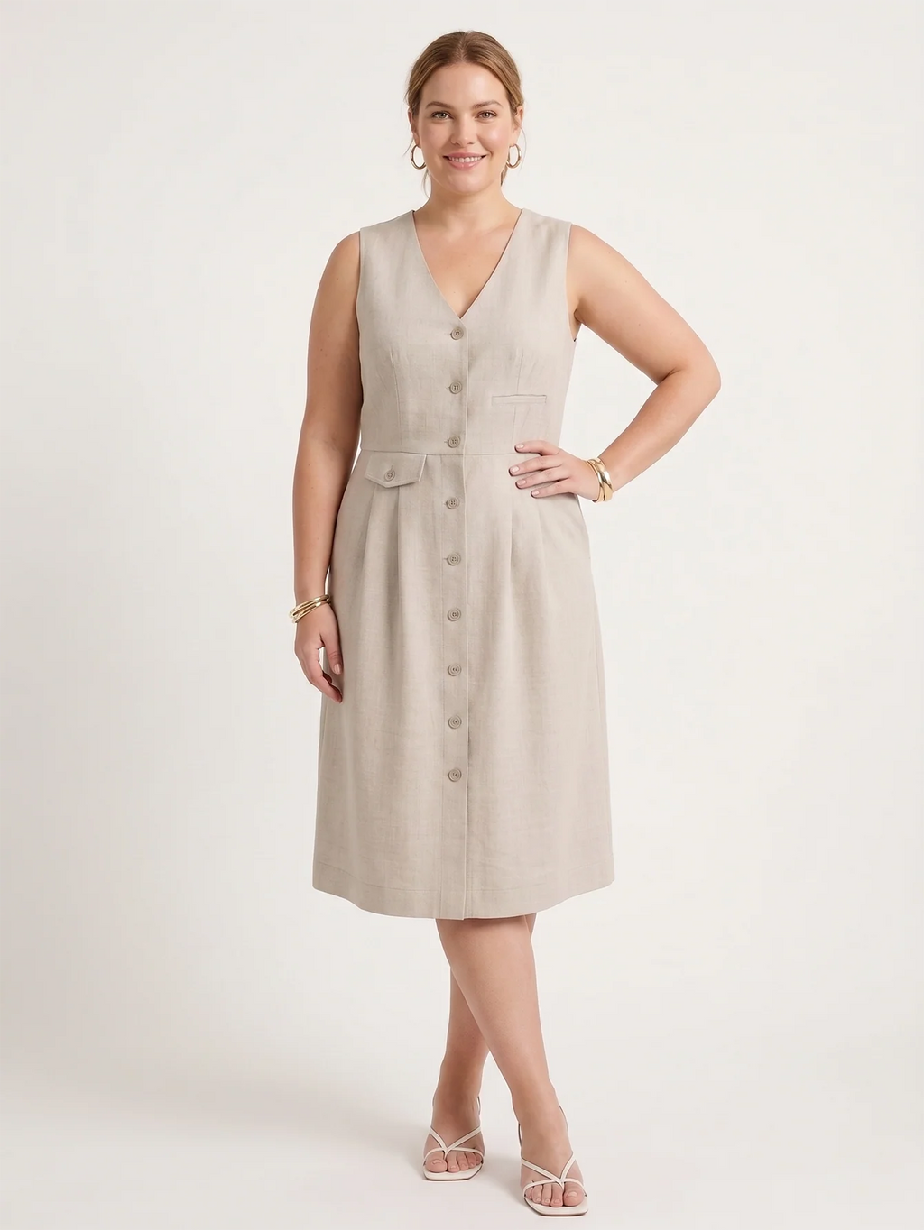 Larui Plus Size Women's Elegant Linen Dress For Commuting