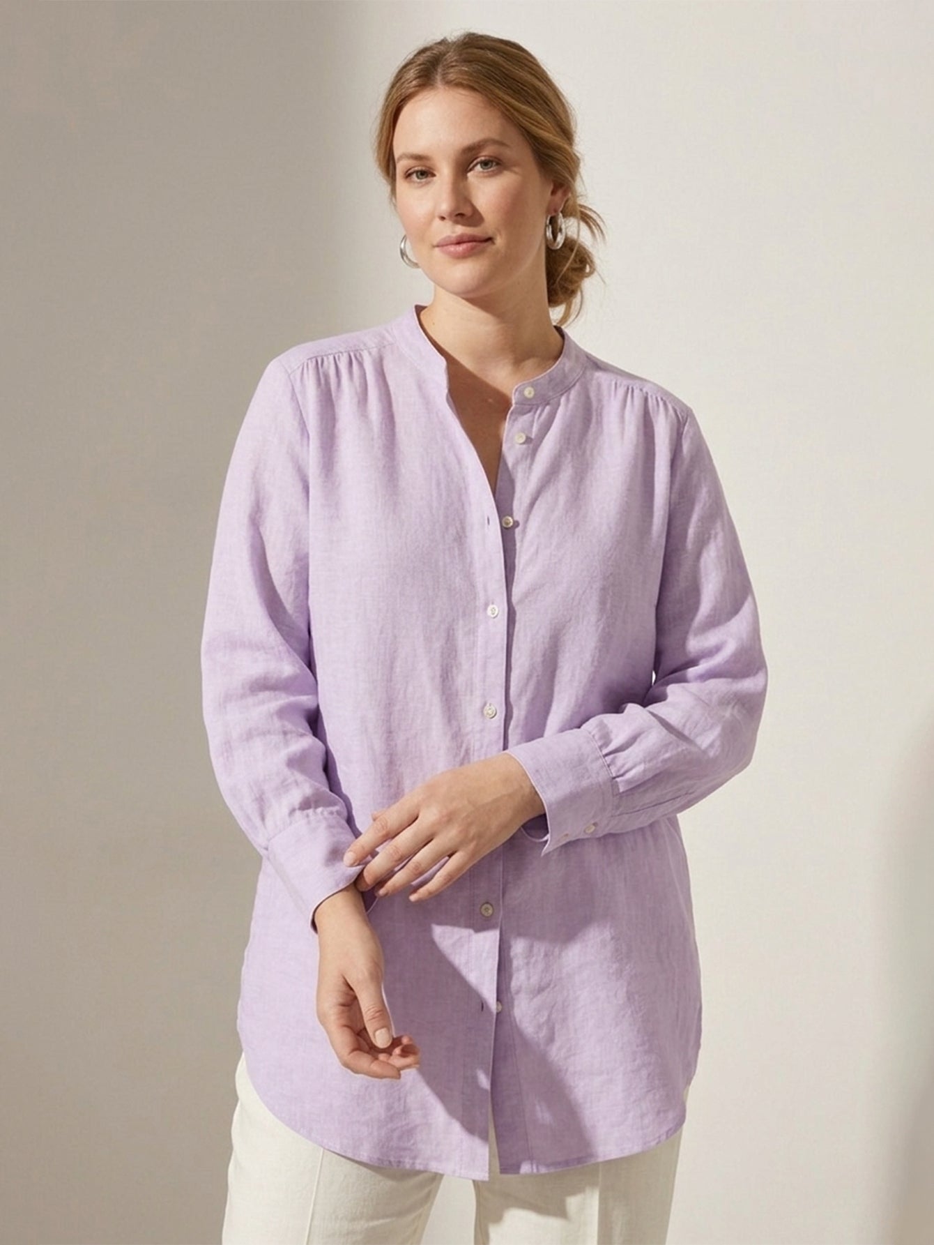 Larui Plus Size Elegant Long Linen Shirt