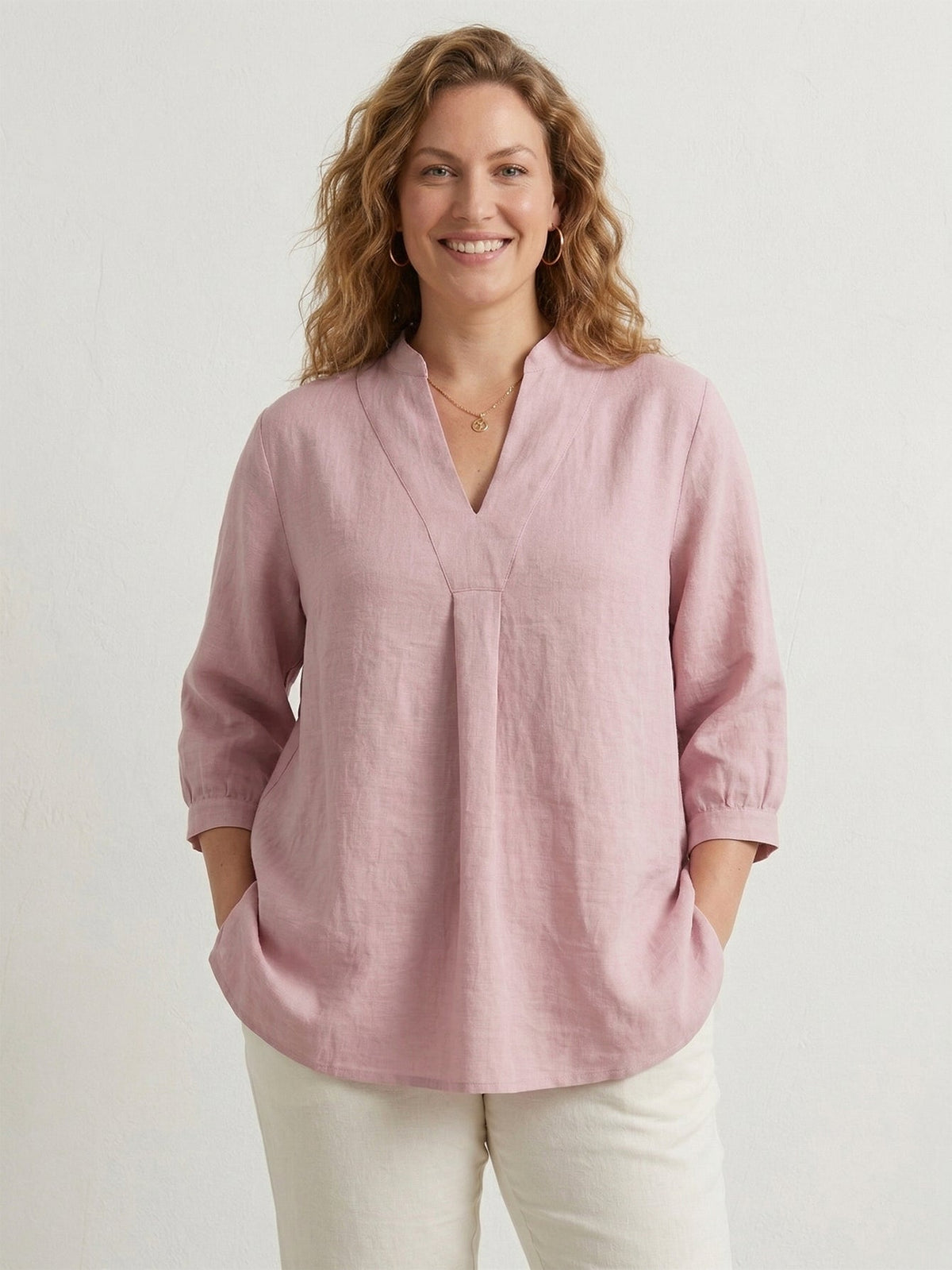 Larui Plus Size Women's Linen Shirt