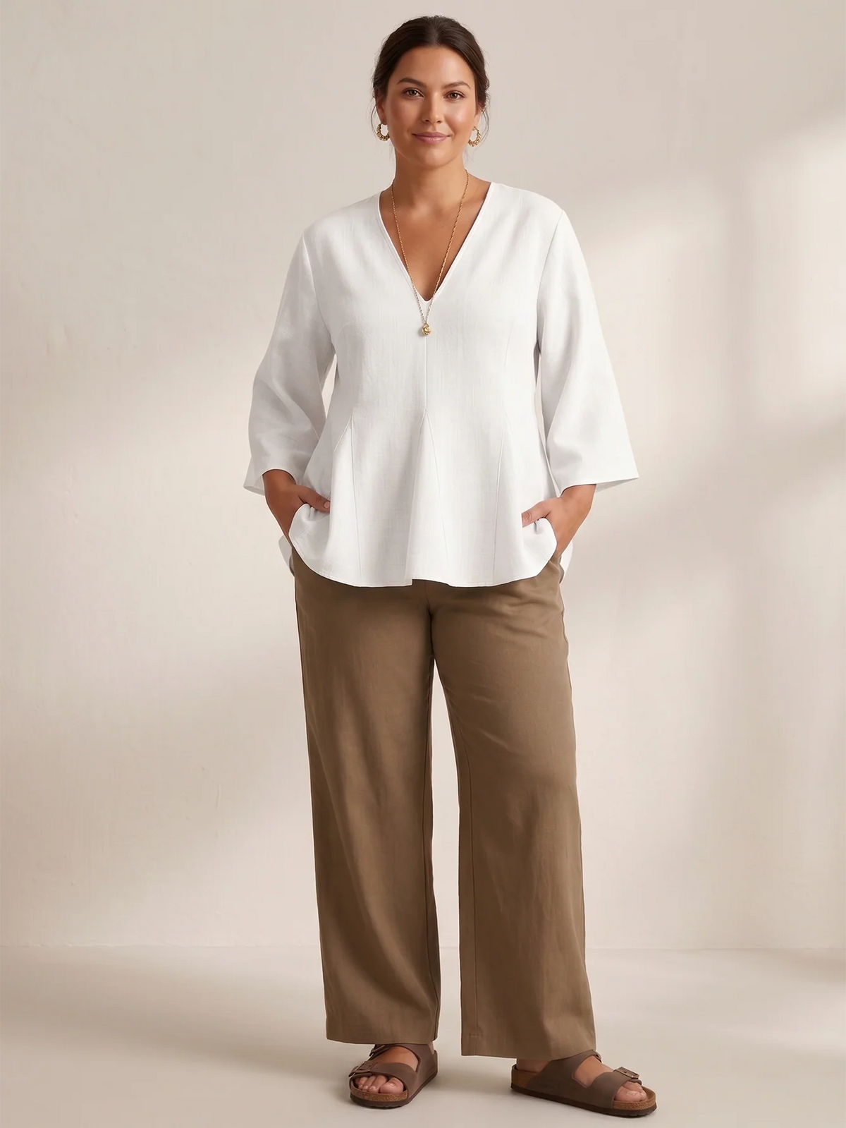 Larui Plus-Size Women's Linen Top