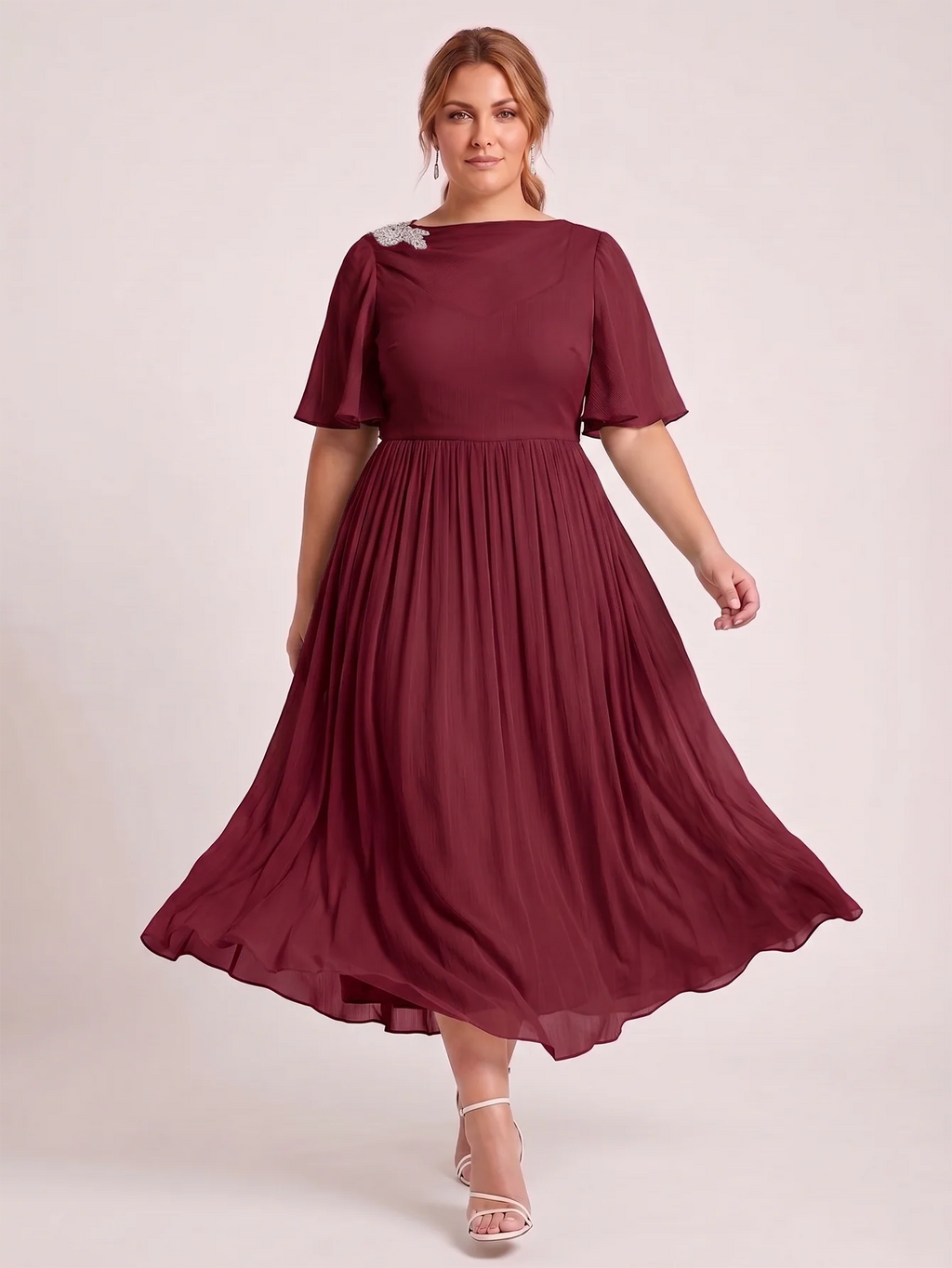 Larui Plus Size Women's Chiffon Dress