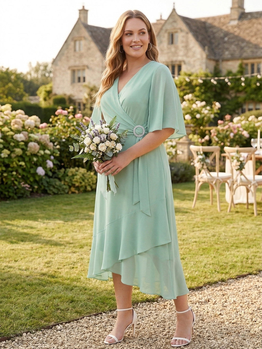 Larui Plus Size Women‘s Chiffon Dress