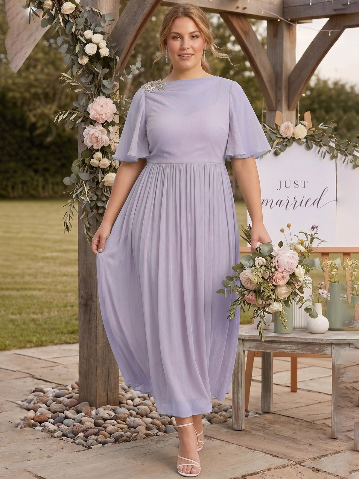 Larui Plus Size Women's Chiffon Dress