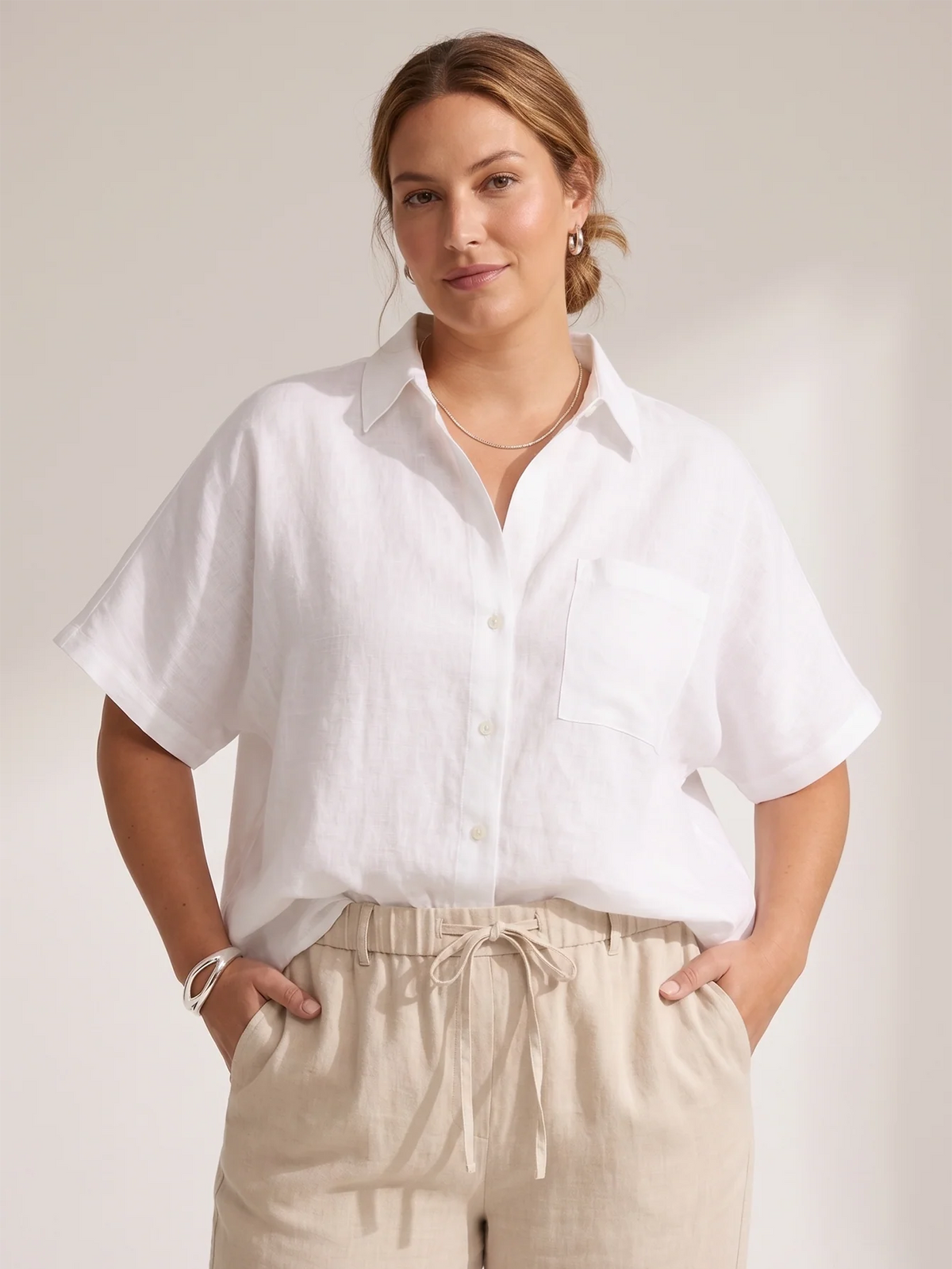 Larui Plus Size Women's Linen Vacation Shirt